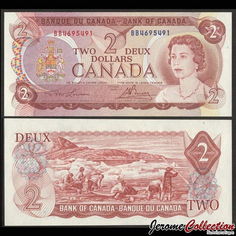 CANADA - Billet de 2 Dollar - Elizabeth II / Inuits - 1974