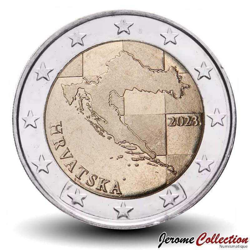 CROATIE - PIECE de 2 Euros - La carte de la Croatie - 2023